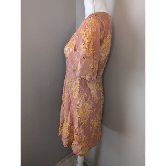 Anthropologie Peach Love Lace Dress Medium Victorian Cottagecore Romantic - Picture 3 of 9